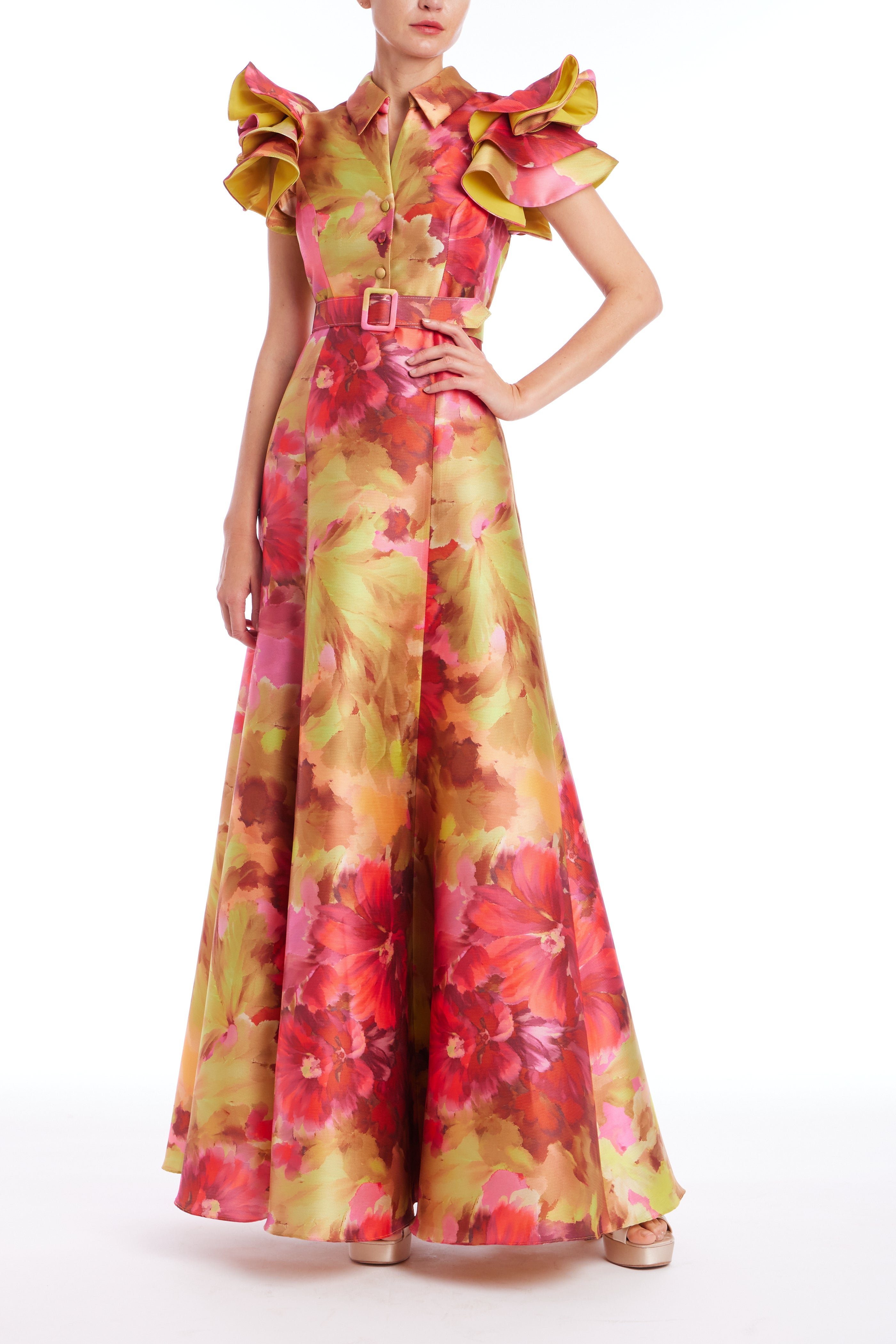 RUFFLE WATERCOLOR GOWN