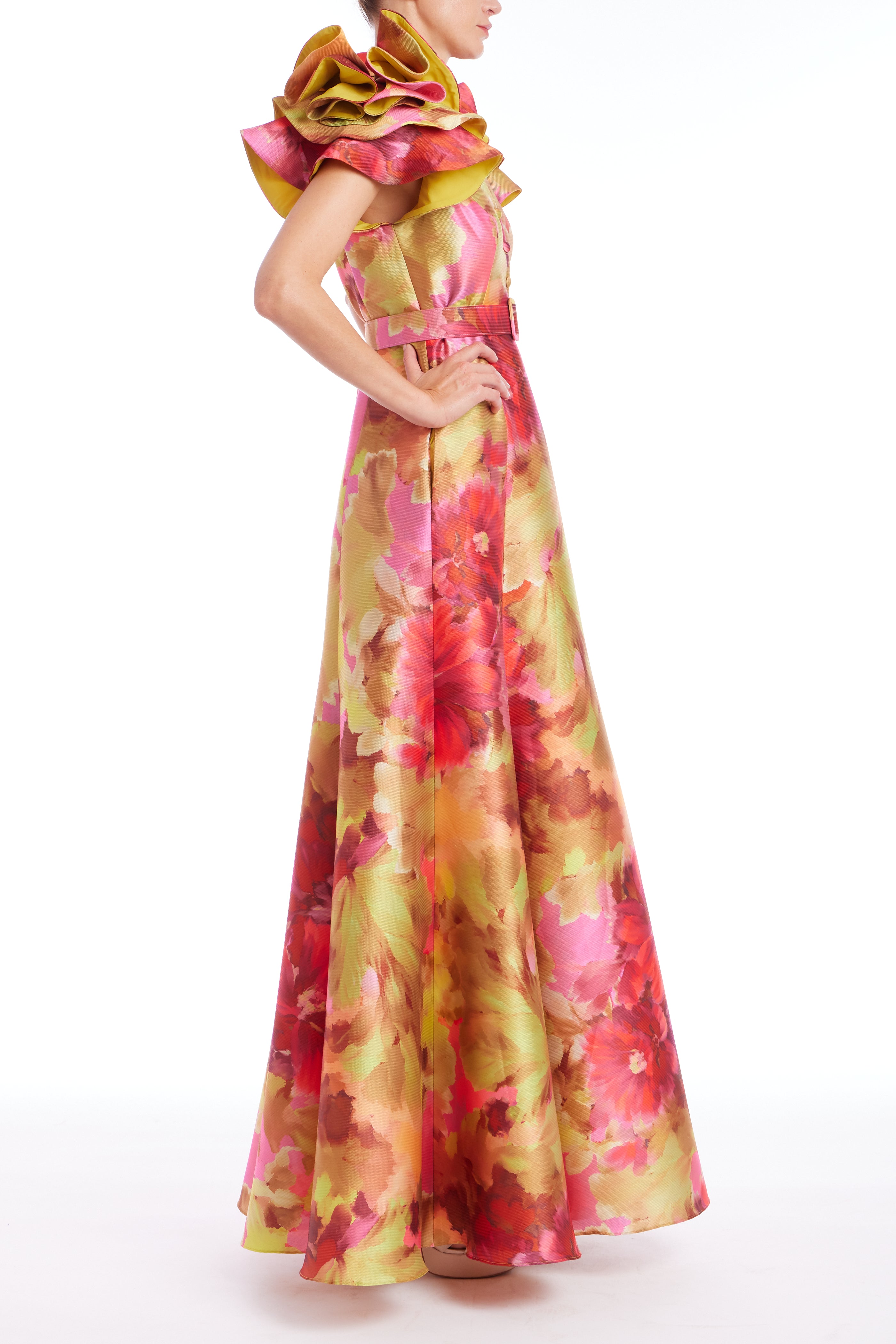 RUFFLE WATERCOLOR GOWN