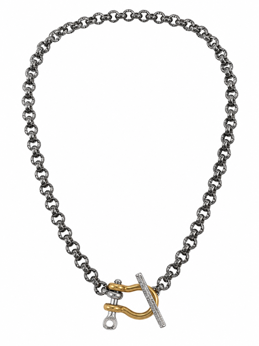 MIXED METAL SHACKLE NECKLACE