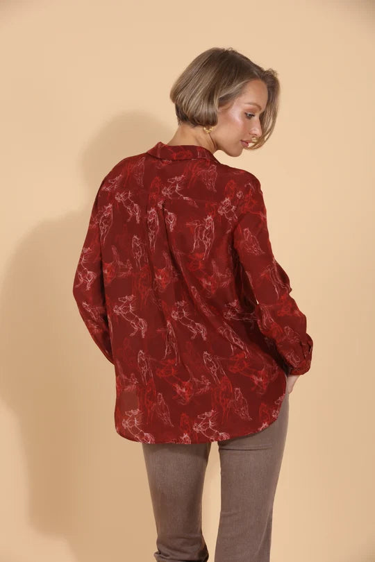 HORSE PRINT SILK BLOUSE