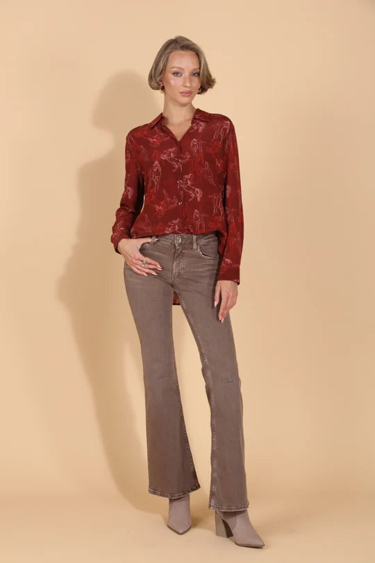 HORSE PRINT SILK BLOUSE