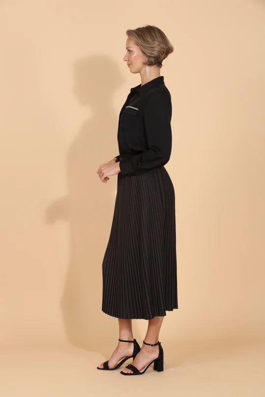 WOOL BLENDED MIDI PLEATED SKIRT