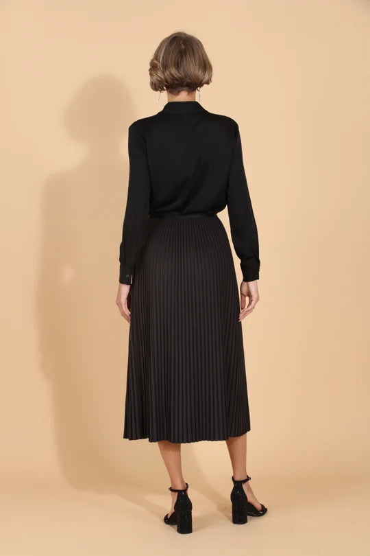 WOOL BLENDED MIDI PLEATED SKIRT