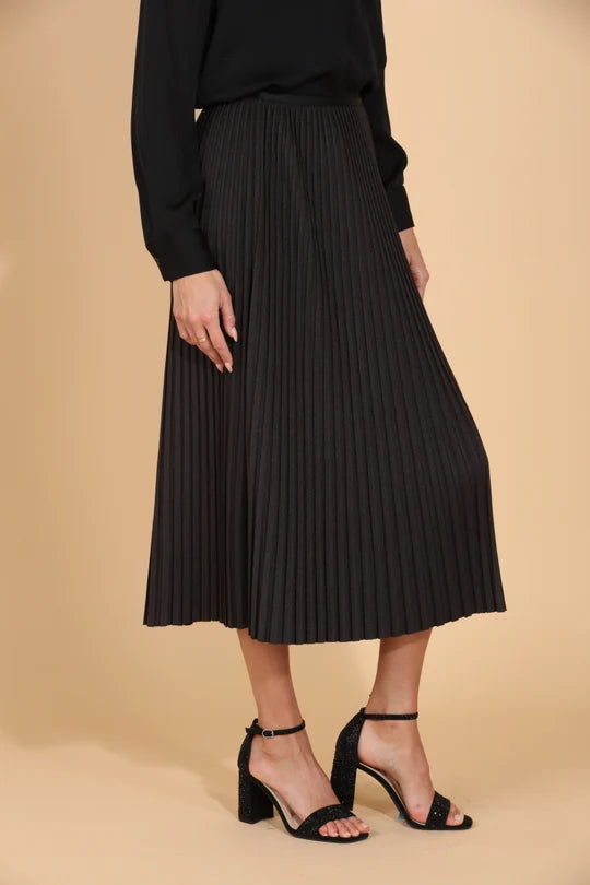WOOL BLENDED MIDI PLEATED SKIRT