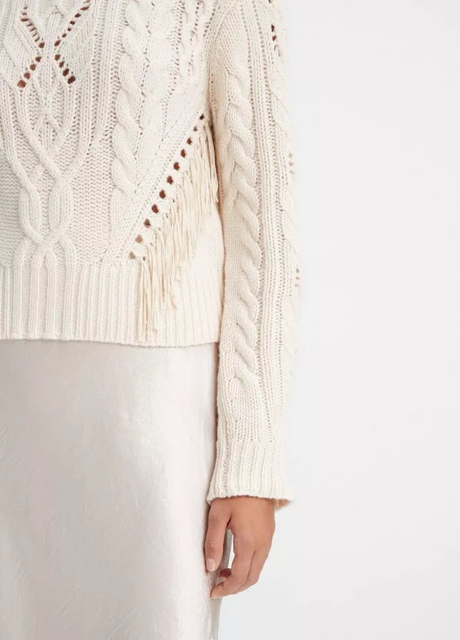 FRINGE CABLE SWEATER