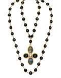 DOUBLE STRAND BLACK & GOLD CROSS