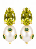 DROP PEARL STUDS PERIDOT