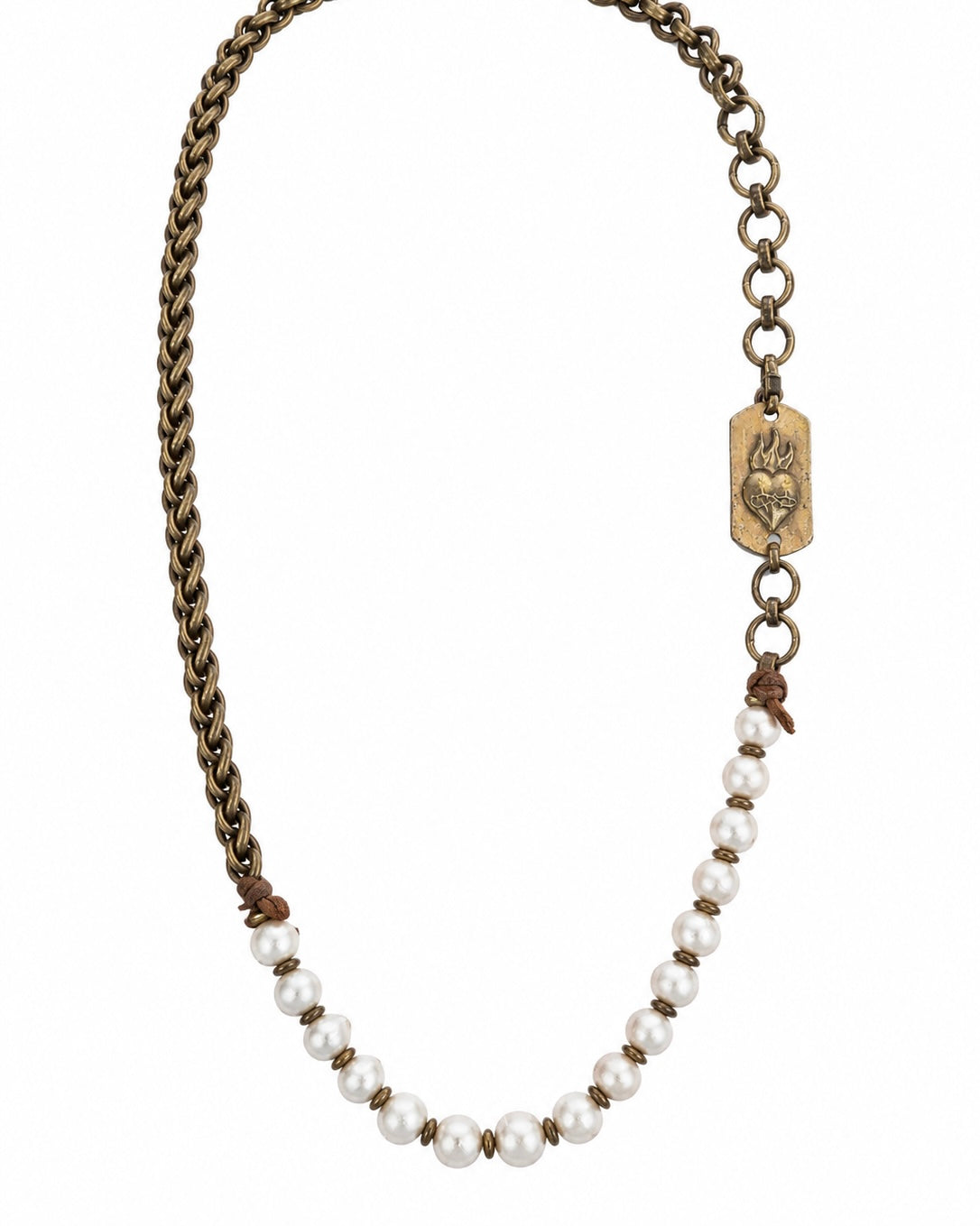 BRONZE AND BAROQUE HEART NECKLACE