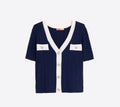 NAVY BLUE SHORT SLEEVE CARDIGAN