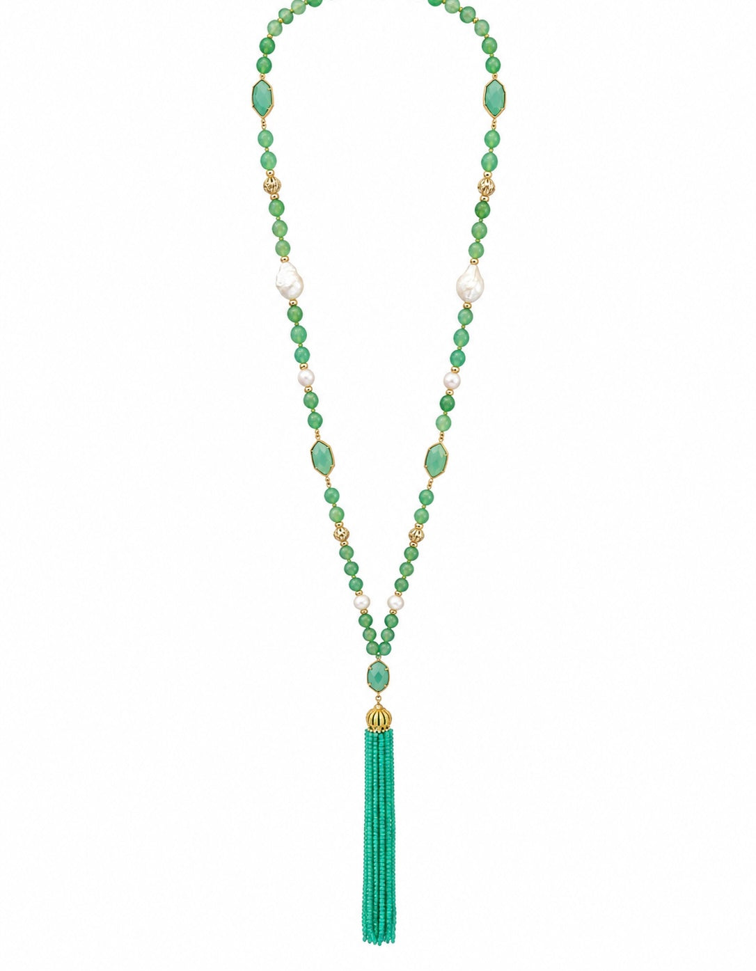 EMERALD GREEN TASSEL NECKLACE