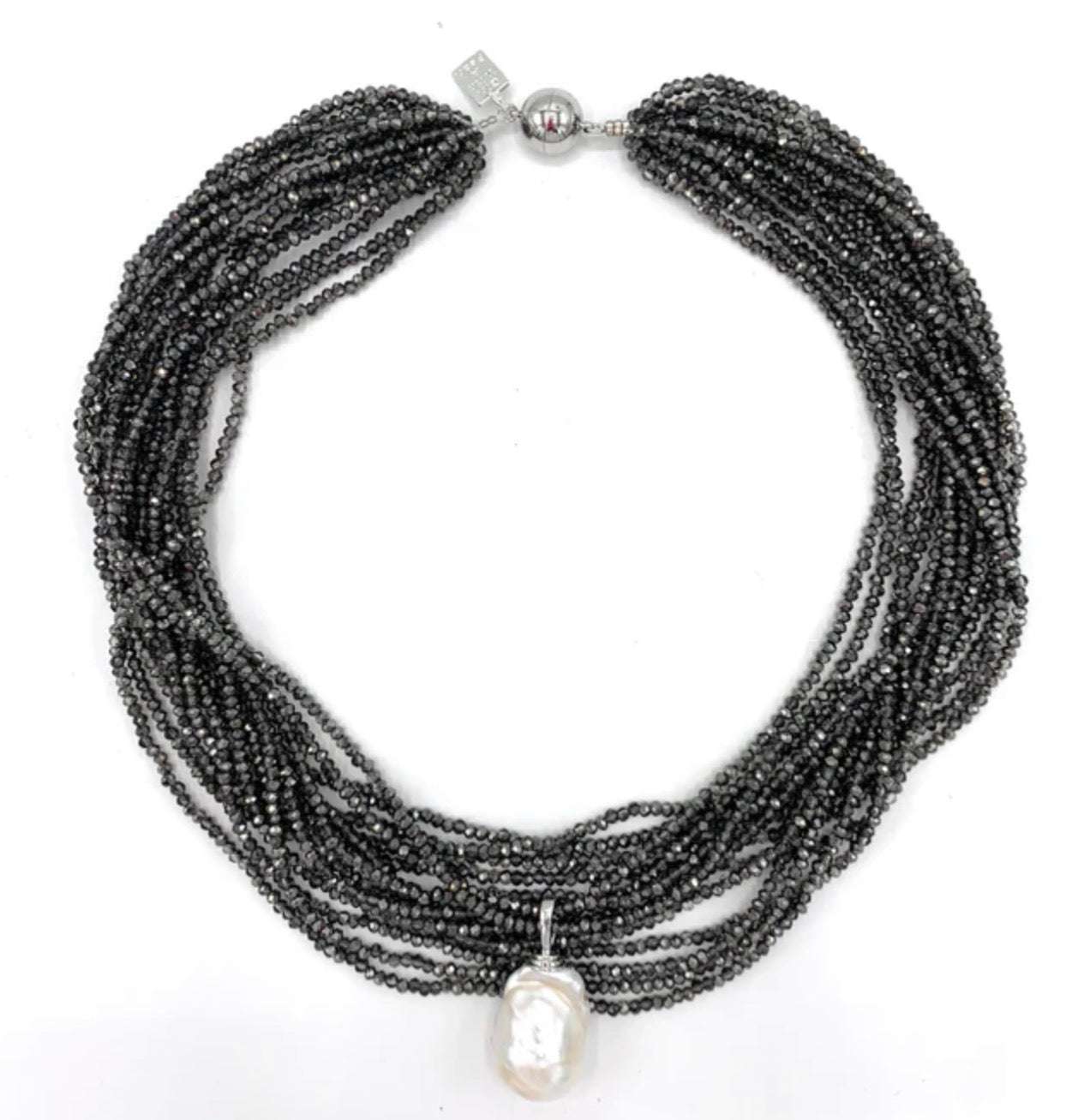 THE CRYSTAL NECKLACE GUNMETAL SILVER
