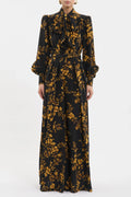 GILDED FLORAL LONG SLEEVE MAXI DRESS