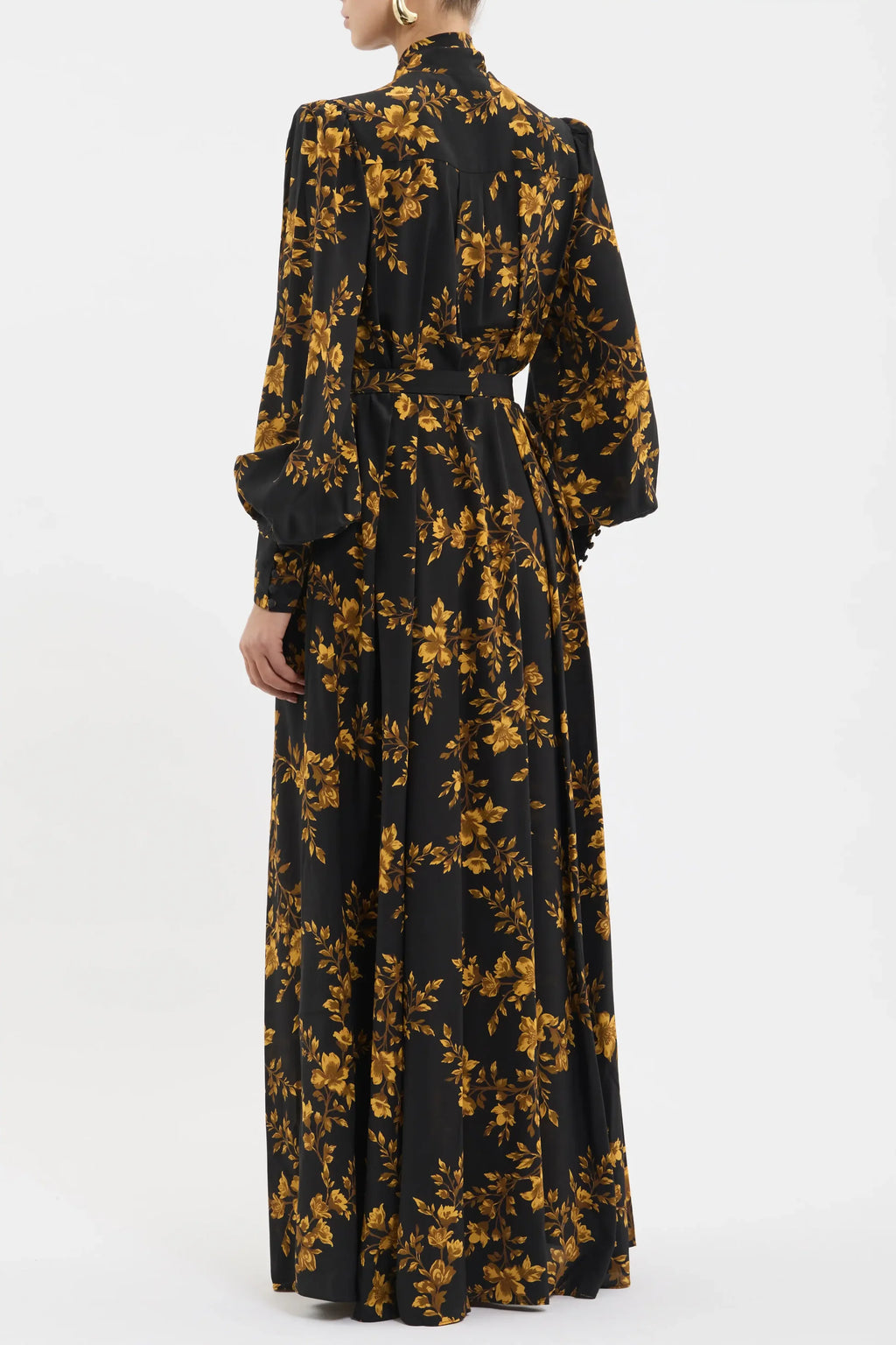 GILDED FLORAL LONG SLEEVE MAXI DRESS