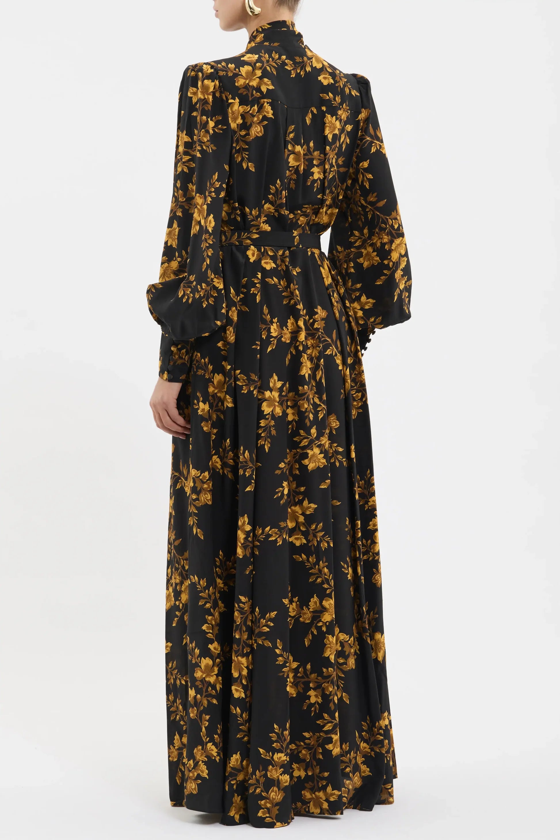 GILDED FLORAL LONG SLEEVE MAXI DRESS