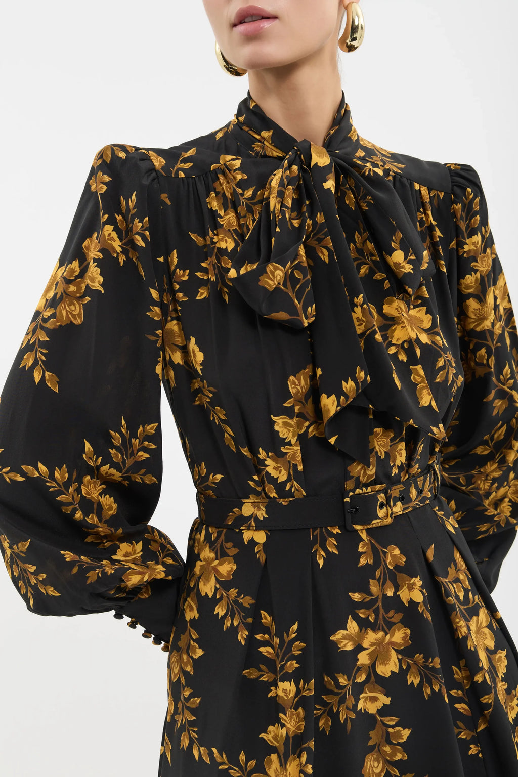 GILDED FLORAL LONG SLEEVE MAXI DRESS