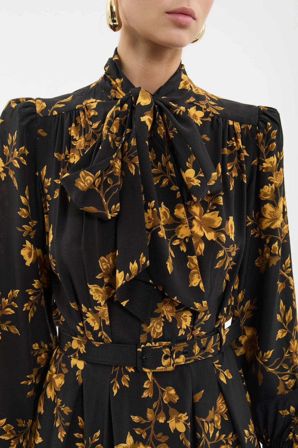 GILDED FLORAL LONG SLEEVE MAXI DRESS