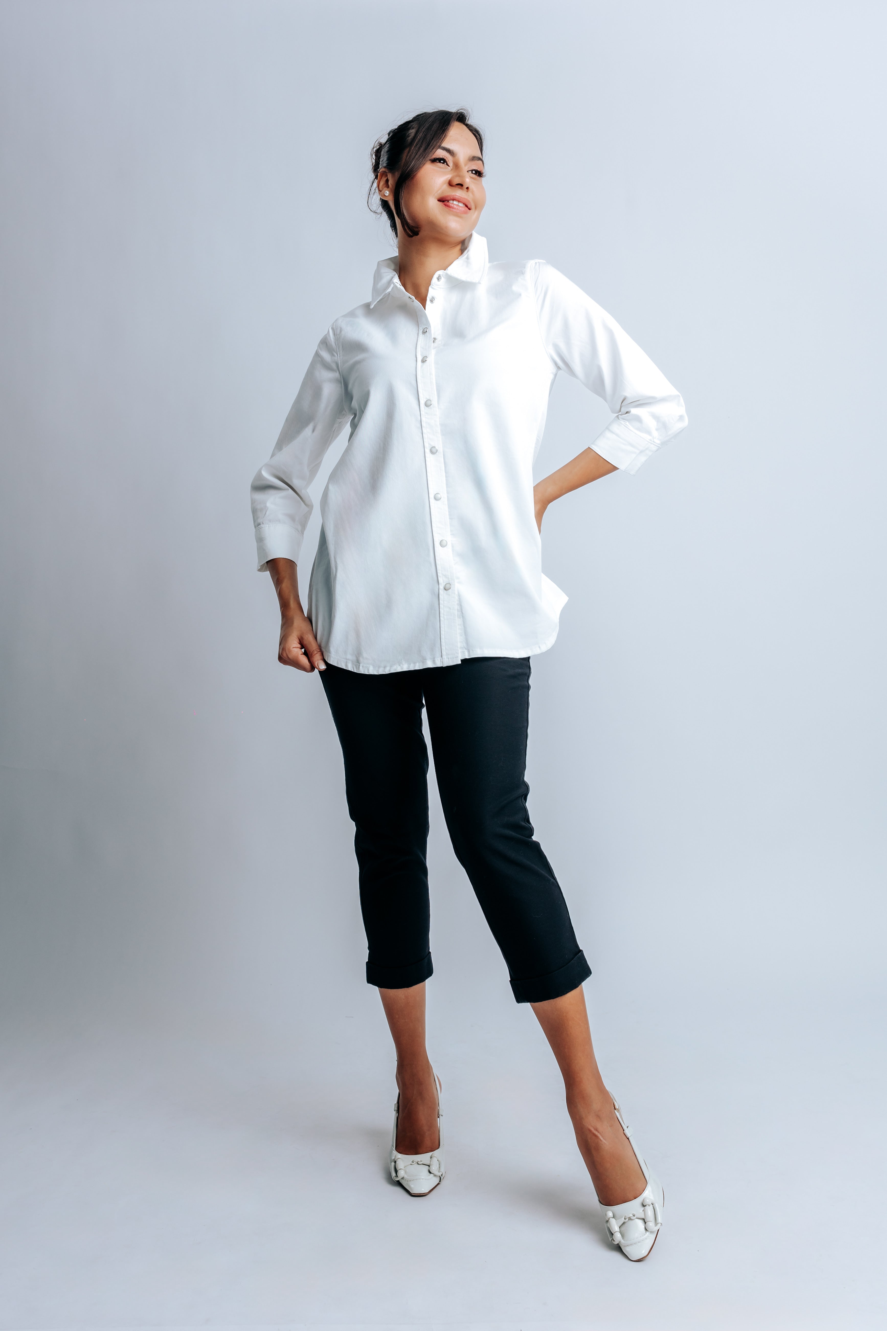 GINGER DENIM 3/4 SLEEVE SHIRT