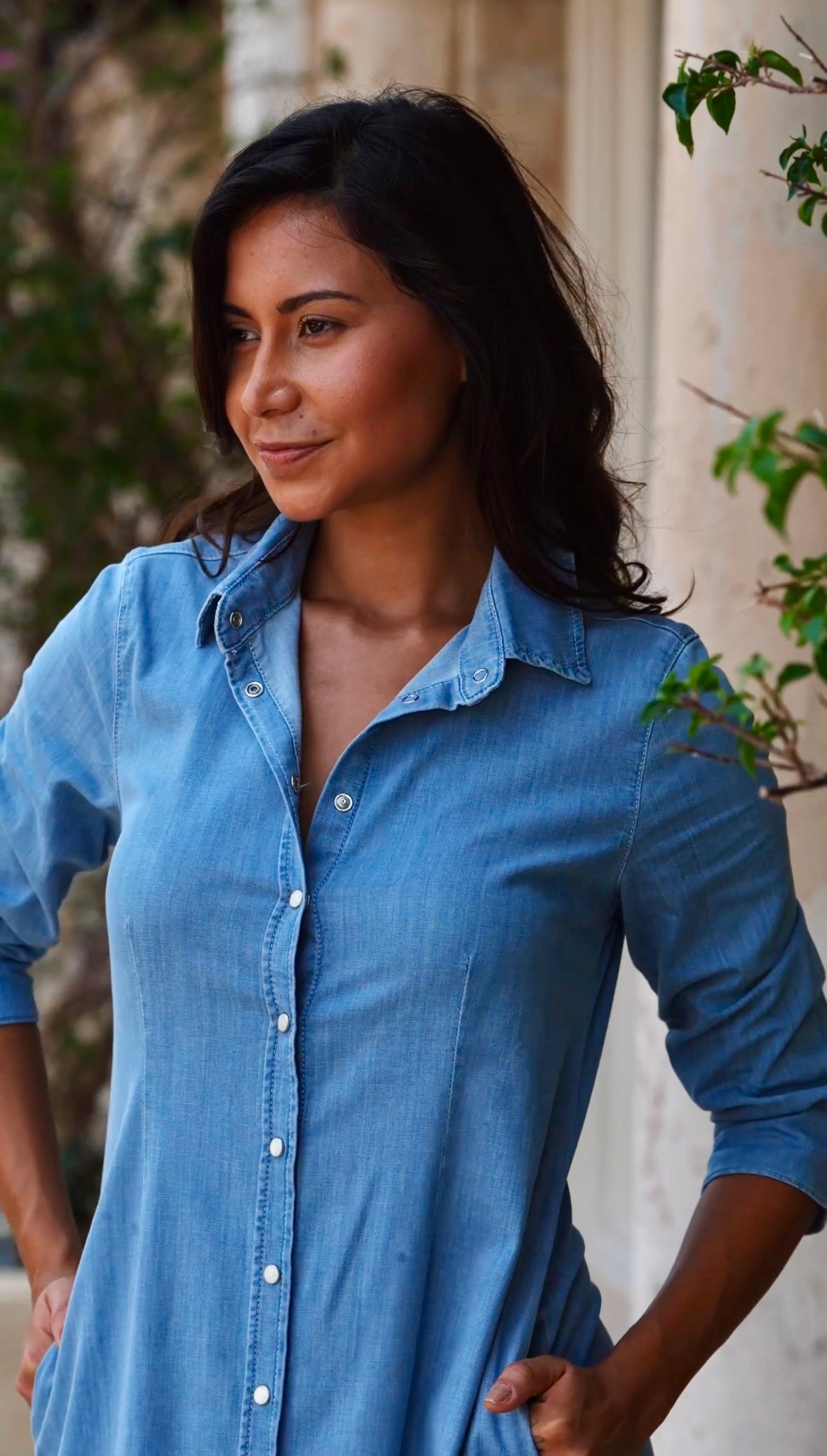 GINGER DENIM 3/4 SLEEVE SHIRT