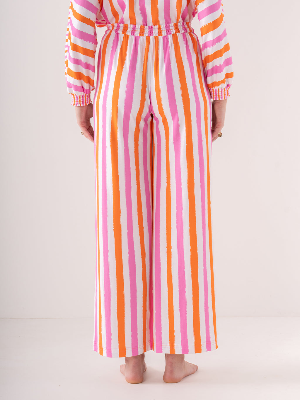 PAJAMA PANT SET CORAL PINK STRIPE