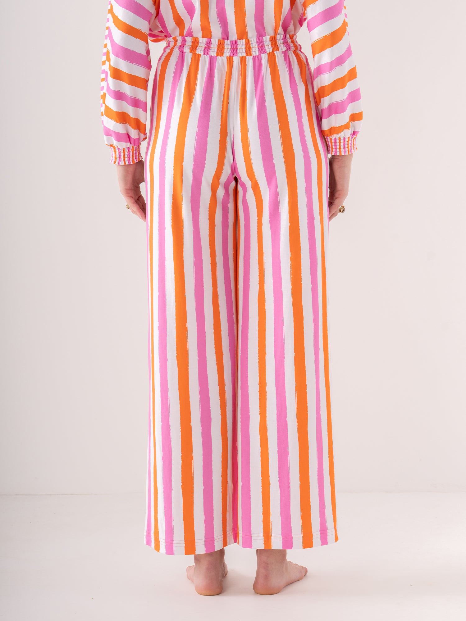 PAJAMA PANT SET CORAL PINK STRIPE