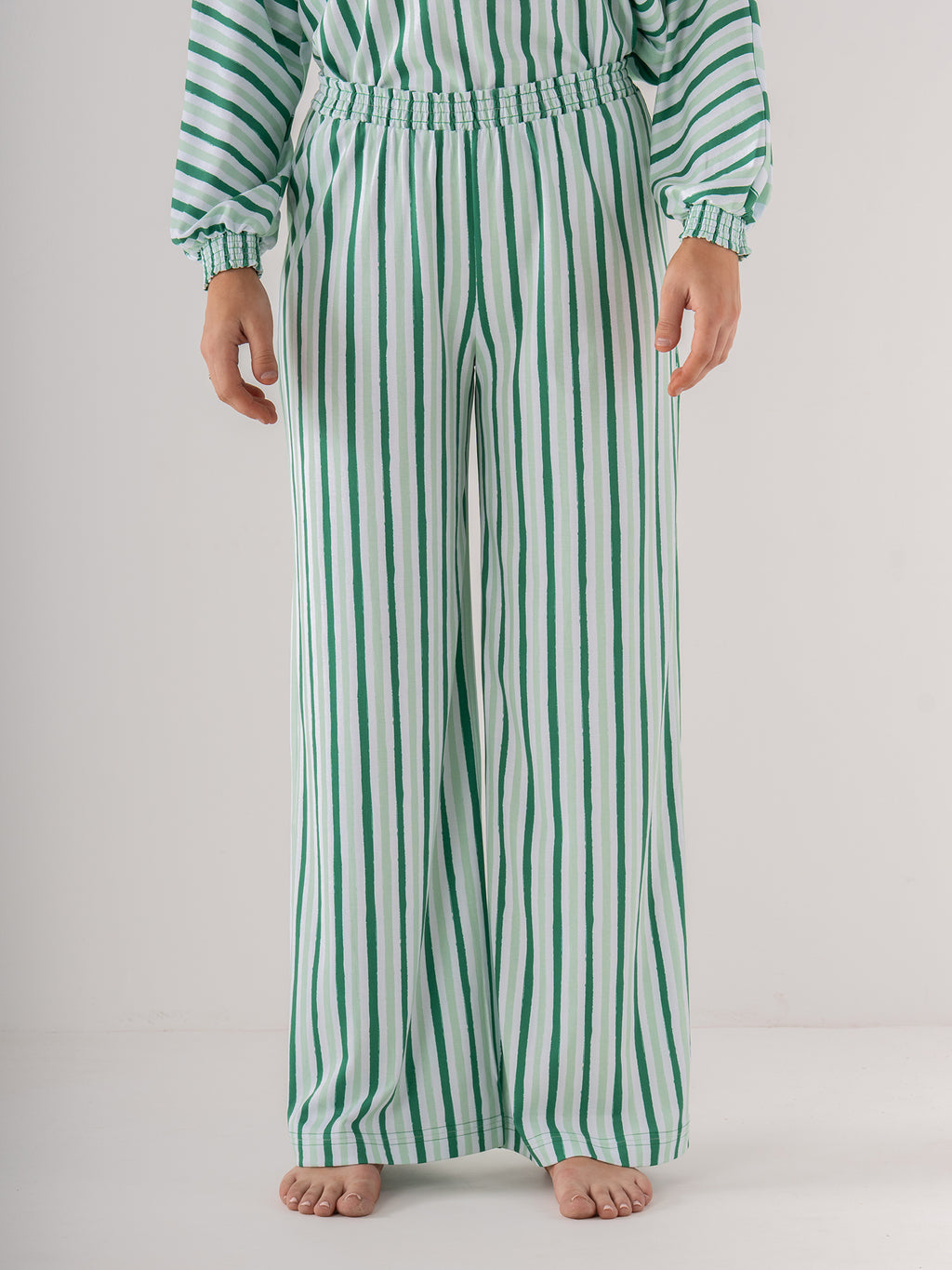 PAJAMA PANT SET MIST GREEN STRIPE
