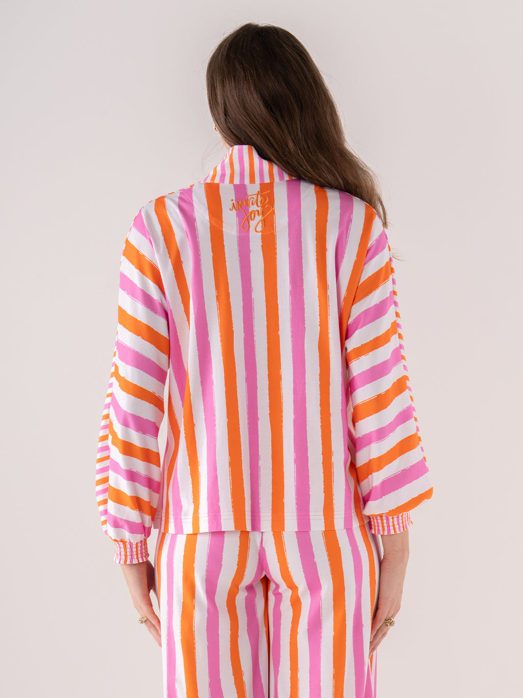 PAJAMA PANT SET CORAL PINK STRIPE