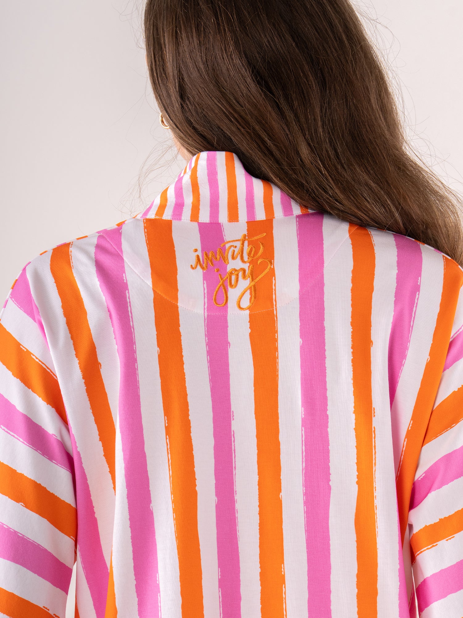 PAJAMA PANT SET CORAL PINK STRIPE