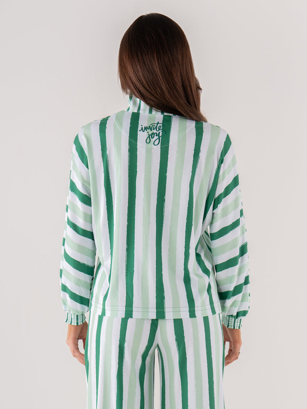 PAJAMA PANT SET MIST GREEN STRIPE