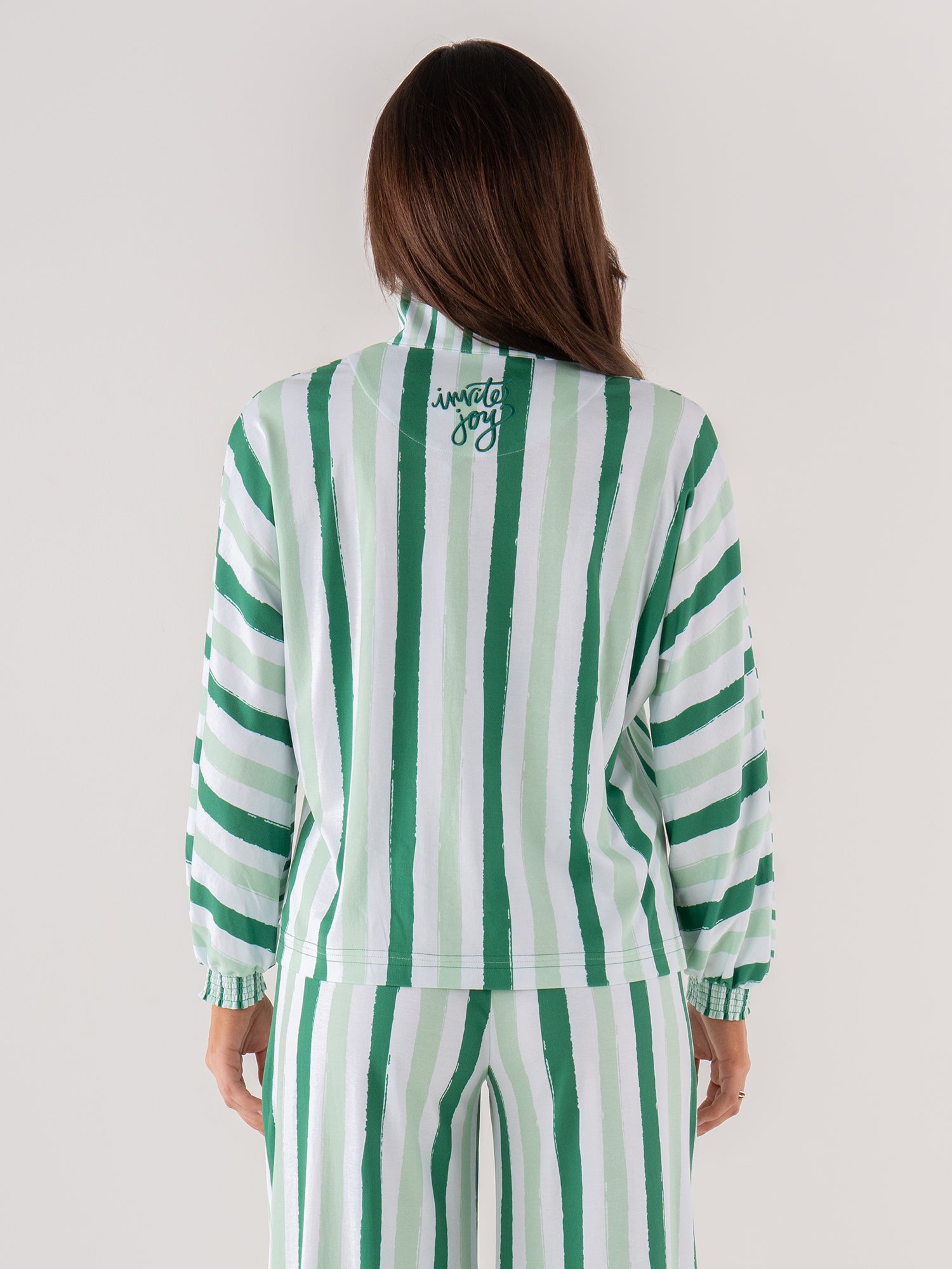 PAJAMA PANT SET MIST GREEN STRIPE
