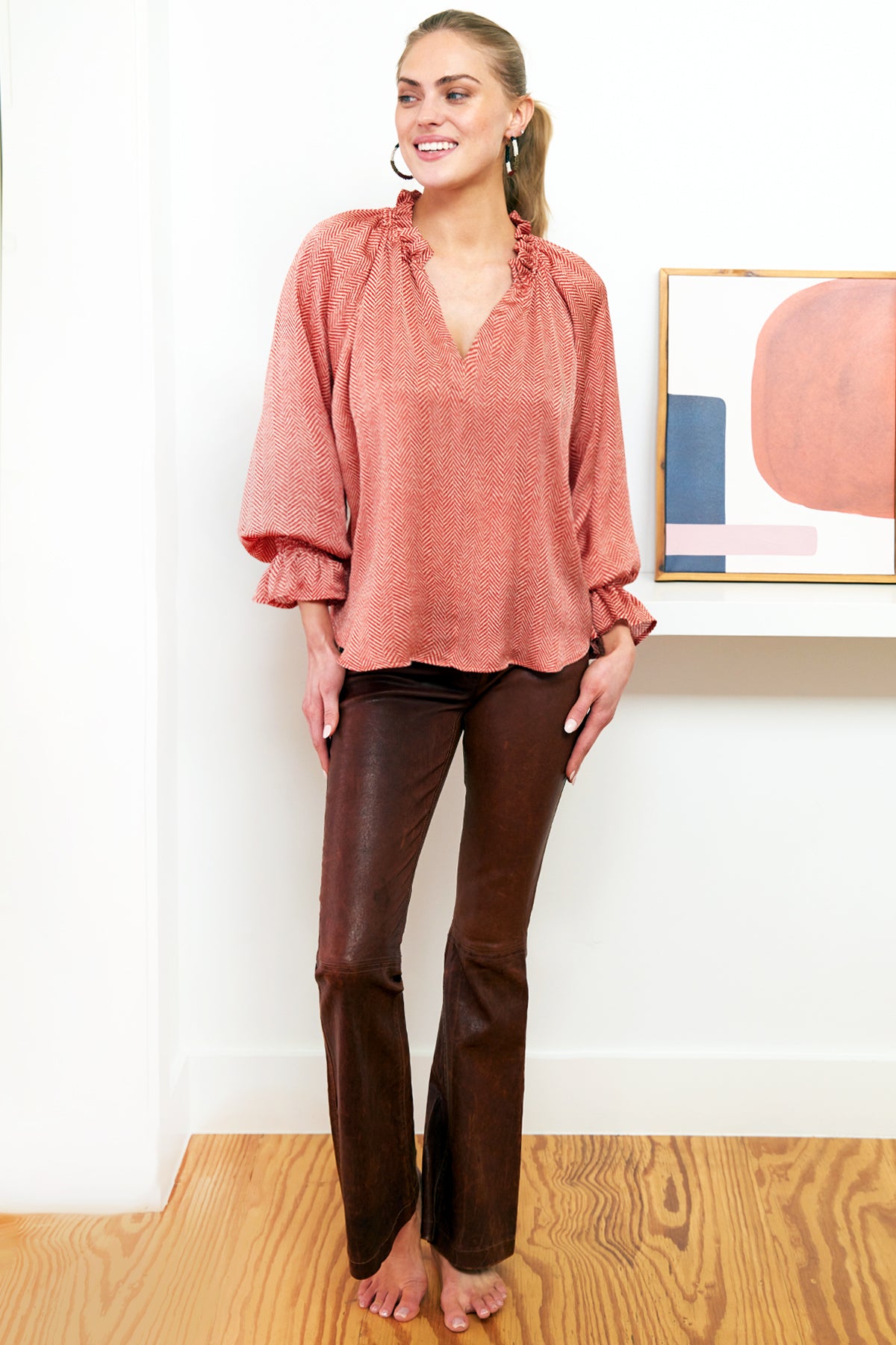 Candance Top Brick Herringbone