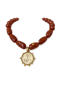 HORSE COIN BROWN STONE NECKLACE