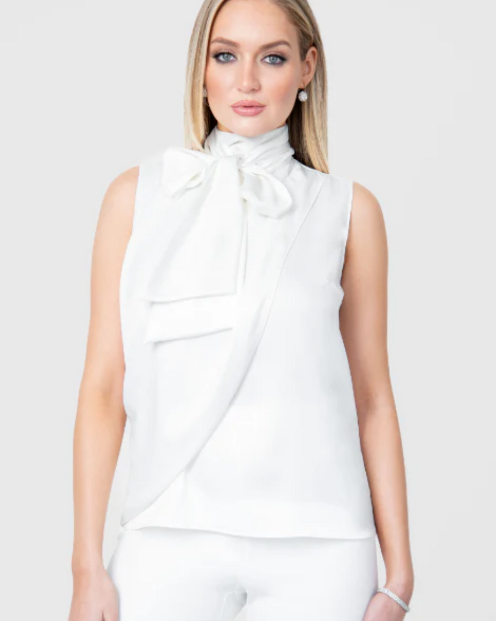 SATIN TIE NECK TOP