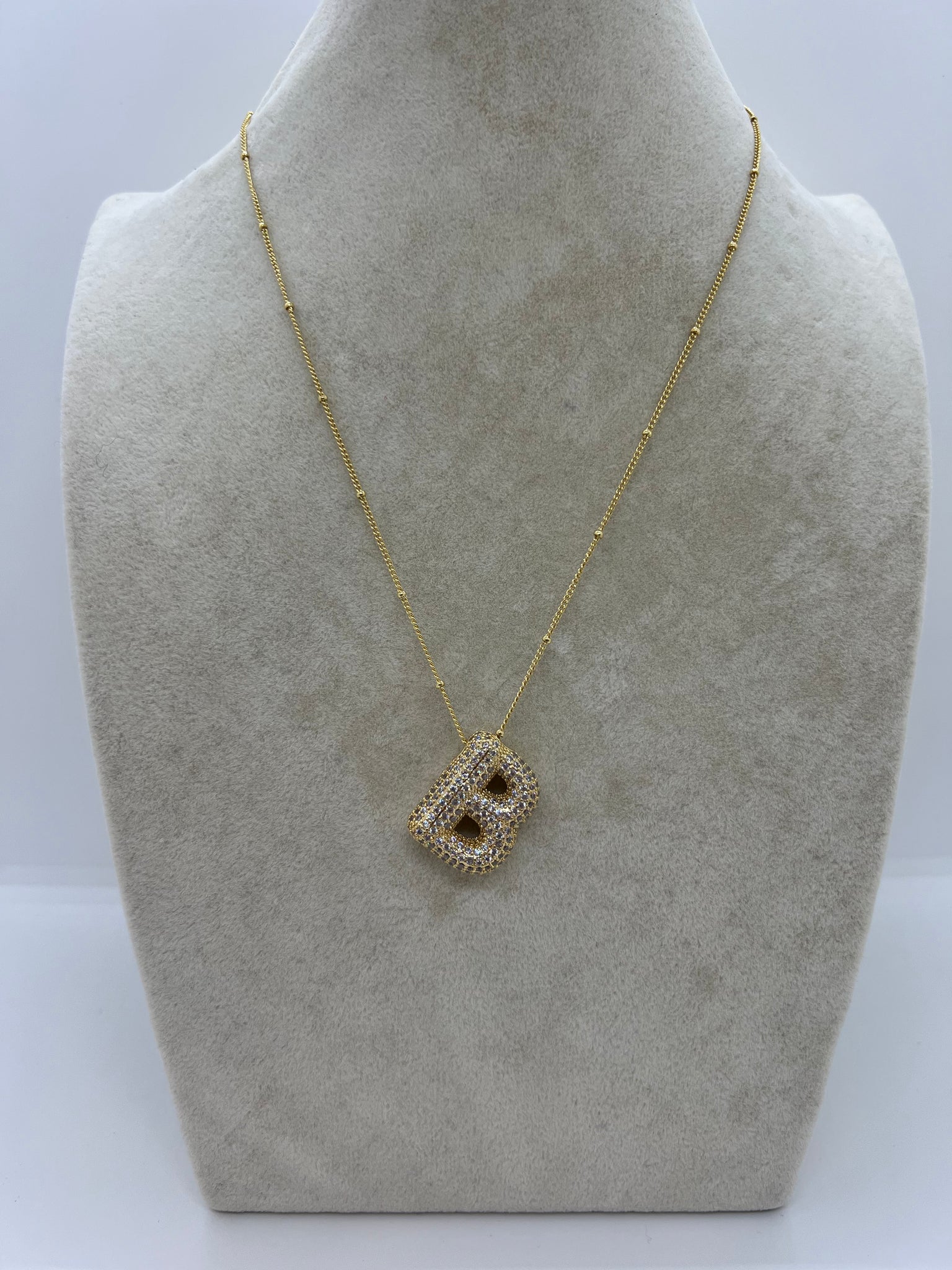 BUBBLE PAVE INITIAL NECKLACE