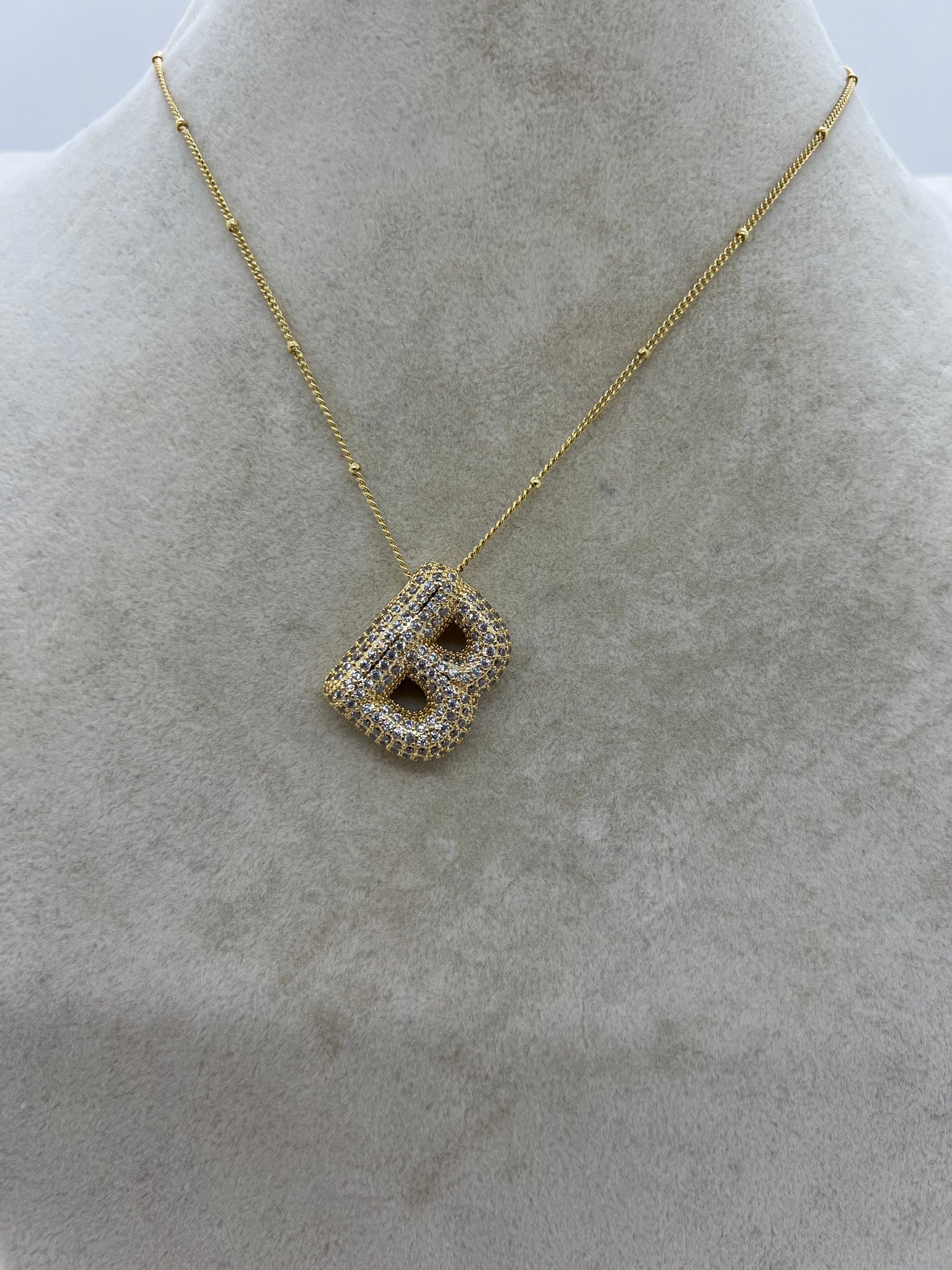 BUBBLE PAVE INITIAL NECKLACE