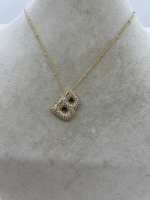 BUBBLE PAVE INITIAL NECKLACE