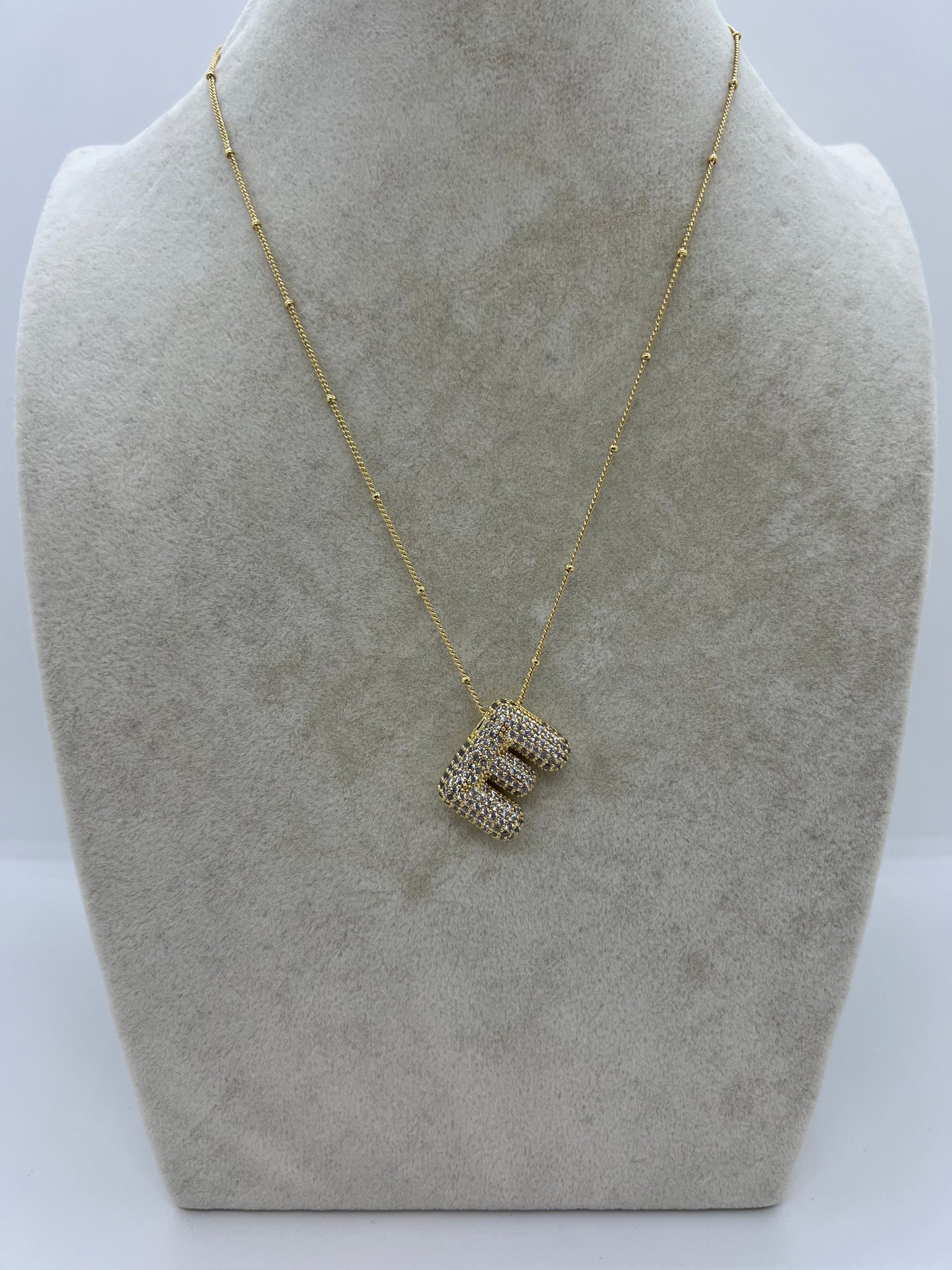 BUBBLE PAVE INITIAL NECKLACE