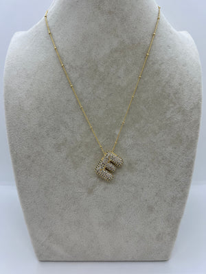 BUBBLE PAVE INITIAL NECKLACE