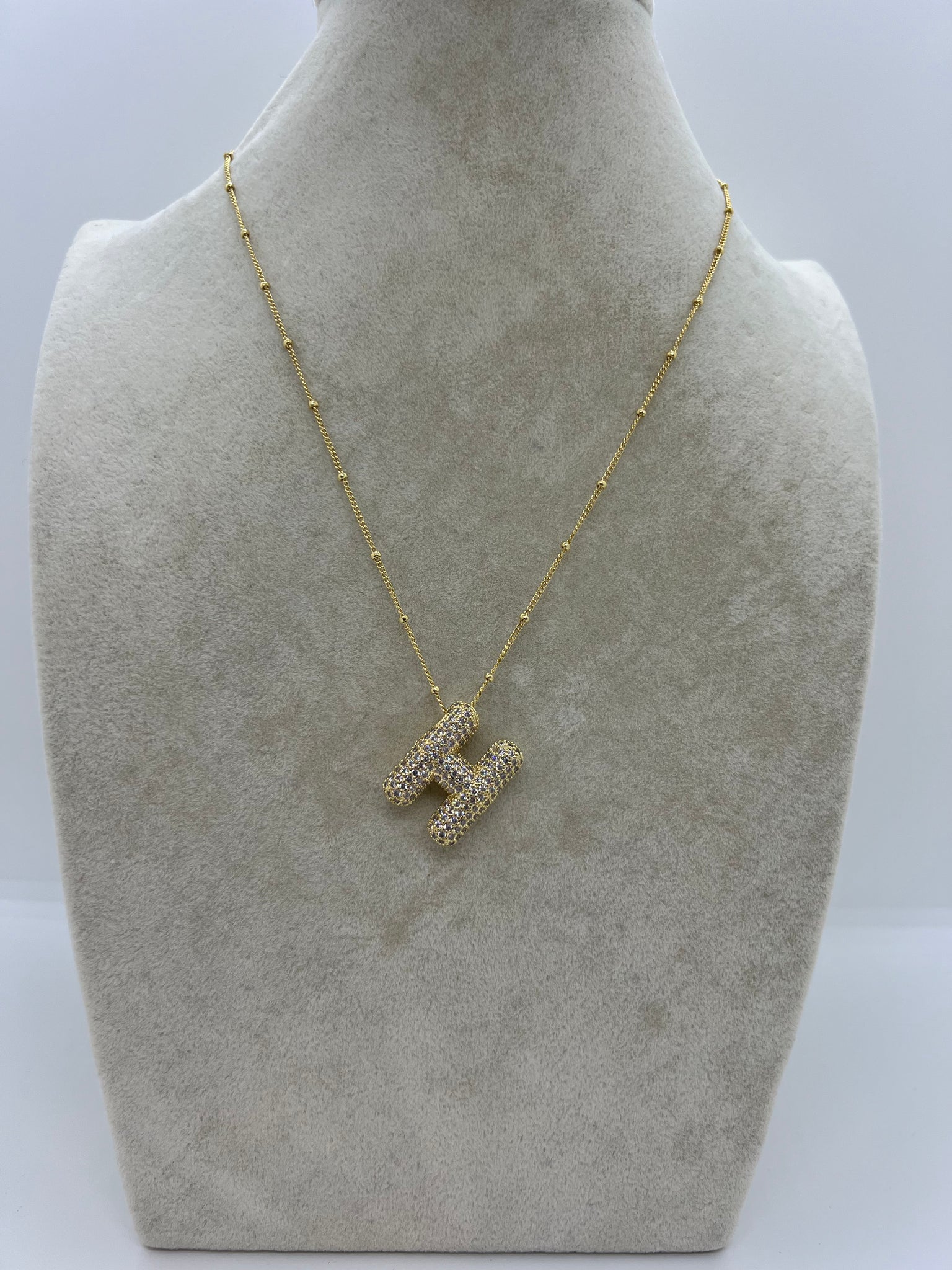 BUBBLE PAVE INITIAL NECKLACE