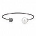 GUNMETAL & PEARL CUFF BRACELET