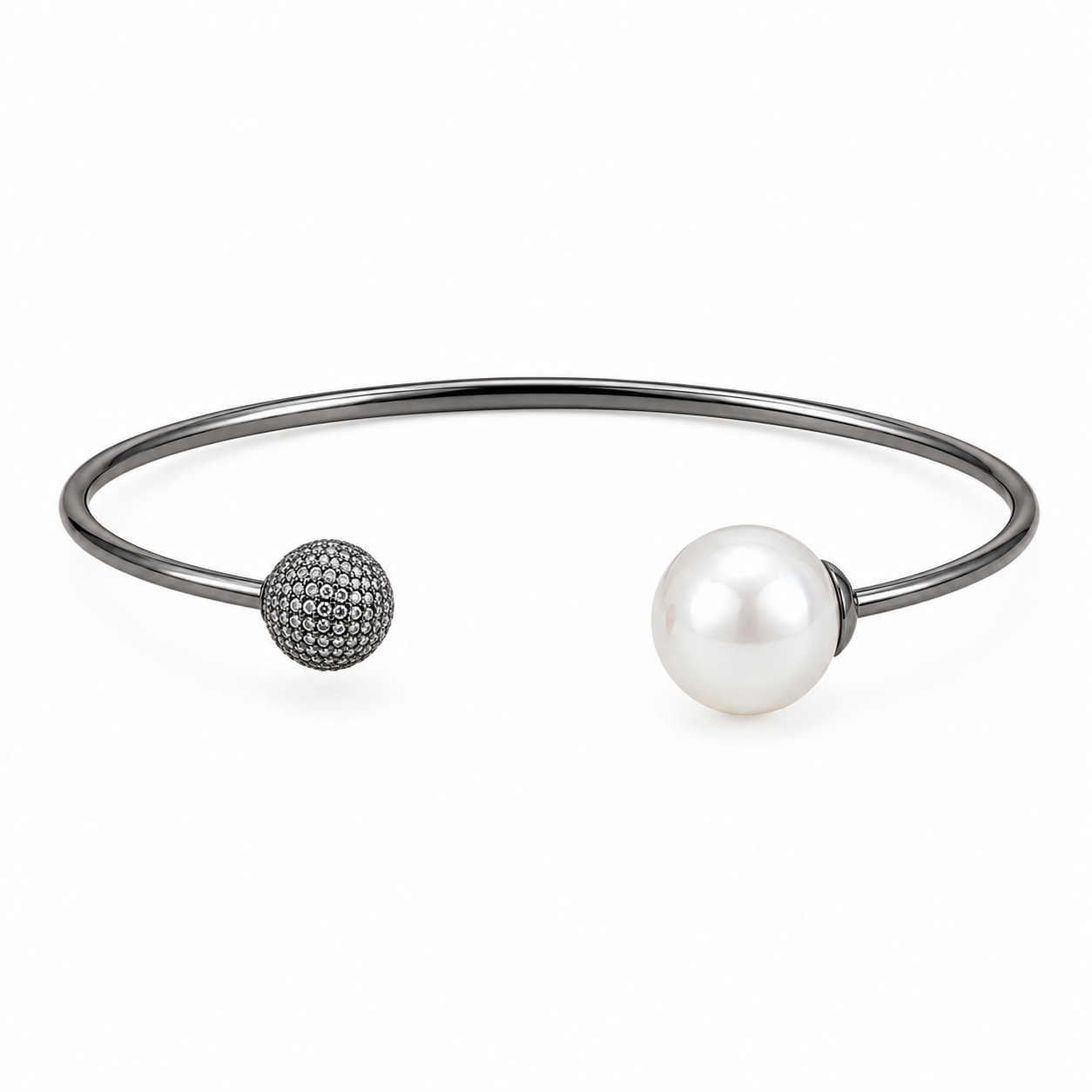 GUNMETAL & PEARL CUFF BRACELET