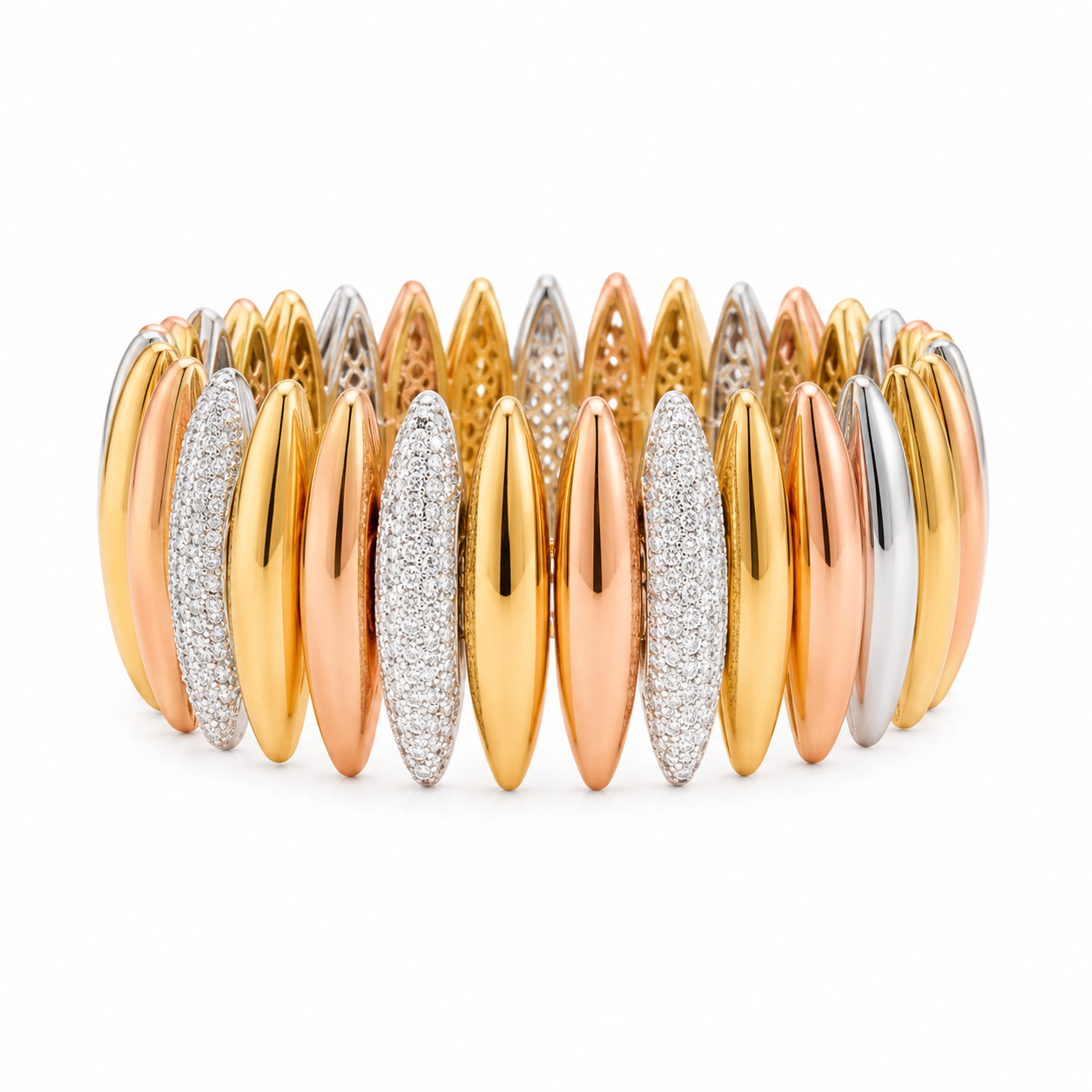 MIXED METAL DIAMOND STRETCH BRACELET