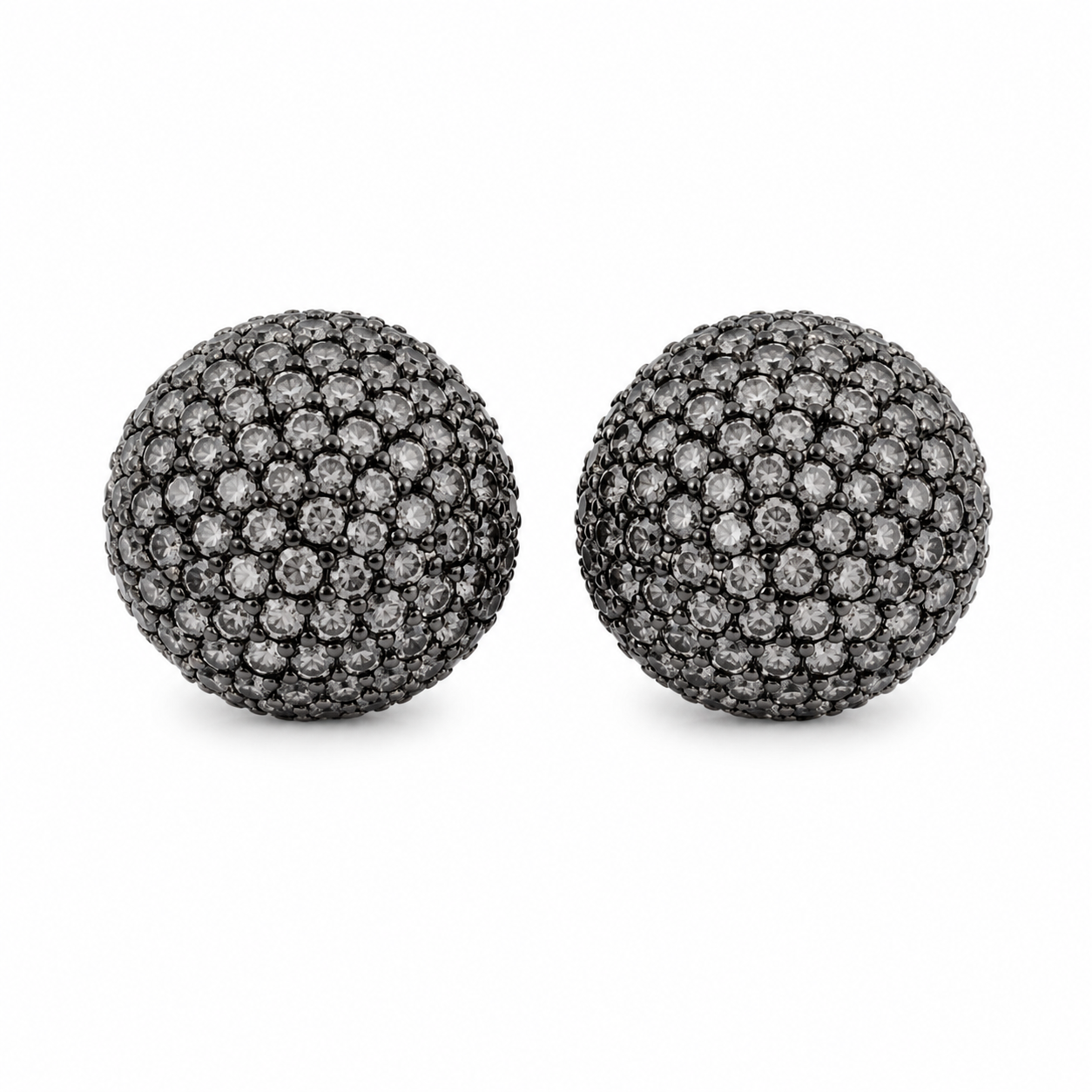GUNMETAL CRYSTAL GLOBE EARRINGS