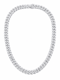 SILVER DIAMOND CUBAN LINK NECKLACE