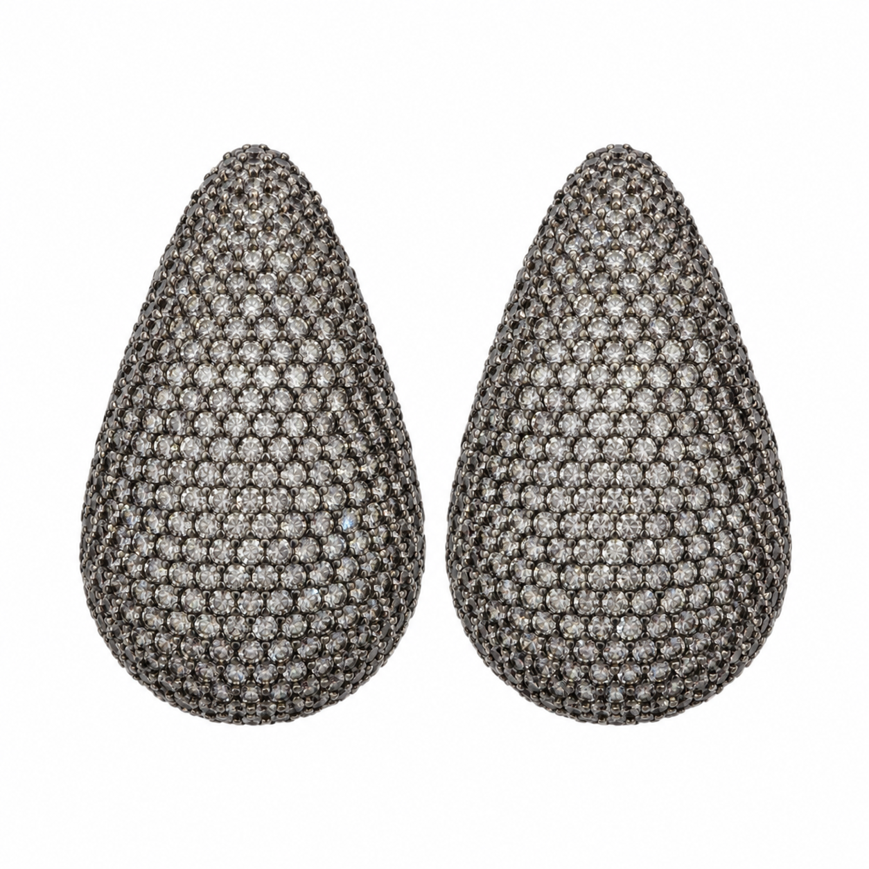 GUNMETAL CRYSTAL TEARDROP EARRINGS