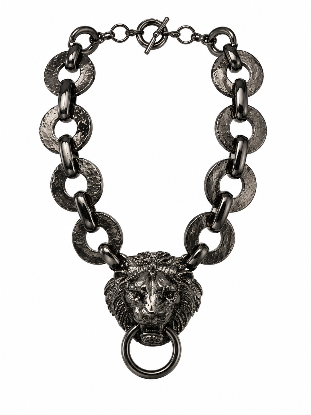 GUN METAL LION NECKLACE
