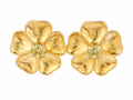 GOLD PANSY LARGE STUDS PERIDOT