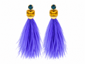ROUND OCTAGON FEATHER EARRINGS NAVY