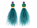 ROUND OCTAGON FEATHER EARRINGS TEAL