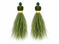 ROUND OCTAGON FEATHER EARRINGS OLIVE