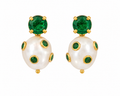 ROUND PEARL STUDS EMERALD